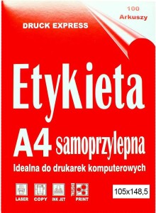 Etykieta samoprzylepna biała mat 70x148,5